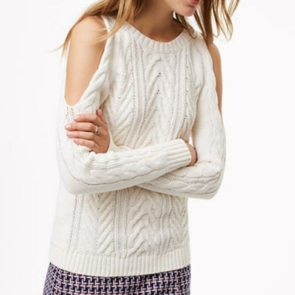white cold shoulder sweater